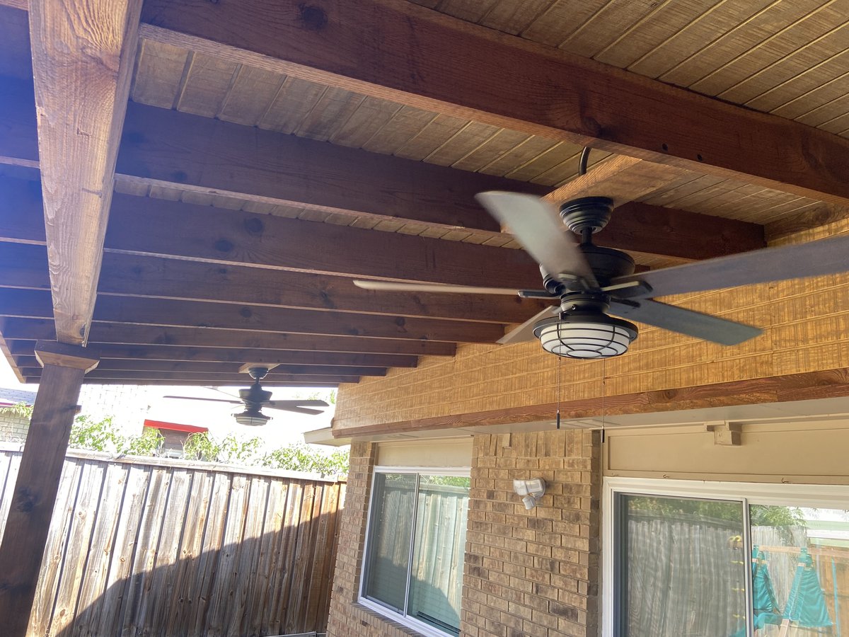 Patio cover ceiling fan and beam detail
